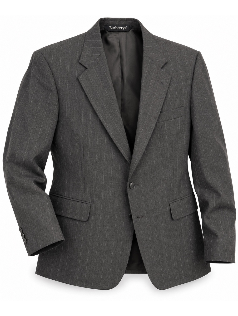 Vintage Burberry’s Pure New Wool Pinstripe Gray Suit Jacket 1990’s Dark Academia